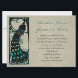 Mooie  Peacock Art Nouveau bruiloft Kaart<br><div class="desc">Een silhouet van een pauw in de Art Nouveau-stijl tegen een achtergrond in de stijl van oud perkament...  perfect voor formele of informele bruiloften! Zie hieronder voor meer bruiloft items met dit ontwerp: com</div>