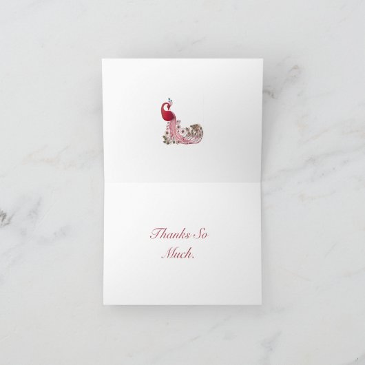 Mooie Peacock Bedankkaart (Binnen)