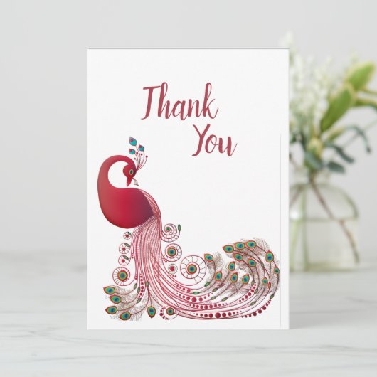 Mooie Peacock Bedankkaart (Staand voorkant)