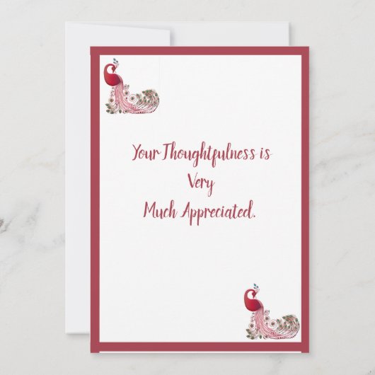 Mooie Peacock Bedankkaart (Achterkant)