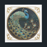 Mooie Peacock Blauw Goud Turquoise Art Deco Servet<br><div class="desc">Prachtige Art Deco pauw met prachtige turquoise en gouden veren,  en gouden filigraan accenten.</div>