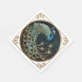 Mooie Peacock Blauw Goud Turquoise Art Deco Servet (Hoek)
