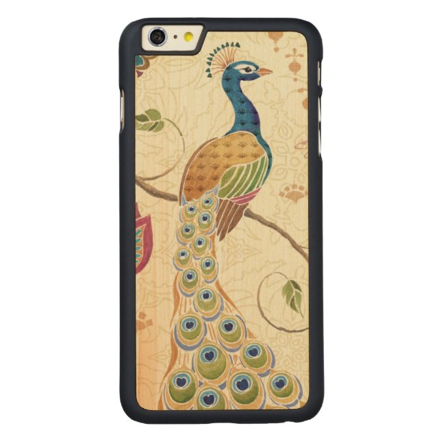 Mooie Peacock Carved Wood iPhone Hoesje (Achterkant)