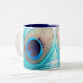 Mooie Peacock-doezelaar met naam Tweekleurige Koffiemok (Voorkant links)