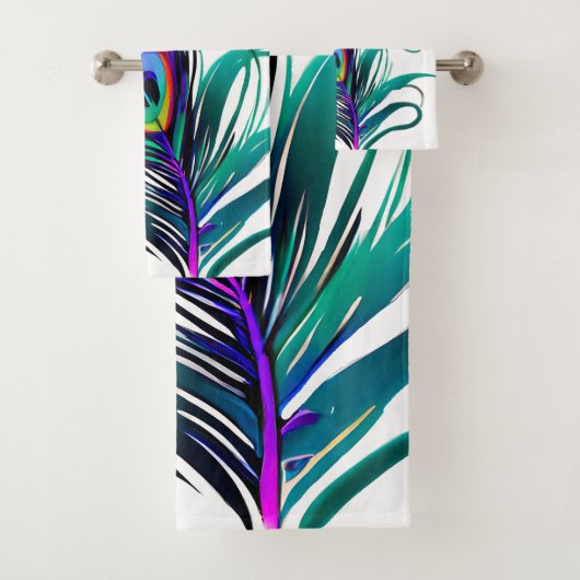 Mooie Peacock Feather Bad Handdoek (Insitu)