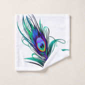 Mooie Peacock Feather Bad Handdoek (Wasdoekje)