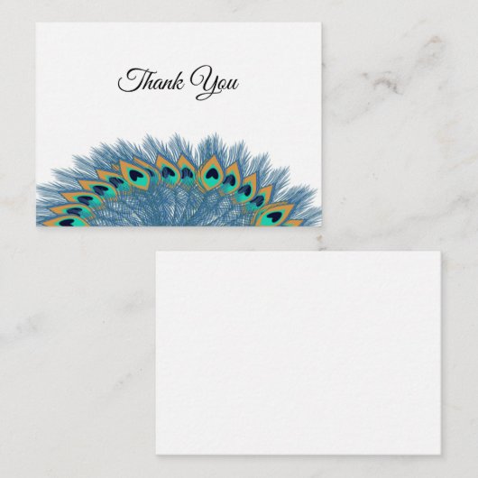 Mooie Peacock Feather Bedankt Card Notitiekaartje (Voorkant / Achterkant)