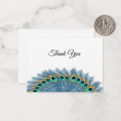 Mooie Peacock Feather Bedankt Card Notitiekaartje (Voorkant / Achterkant in situ)