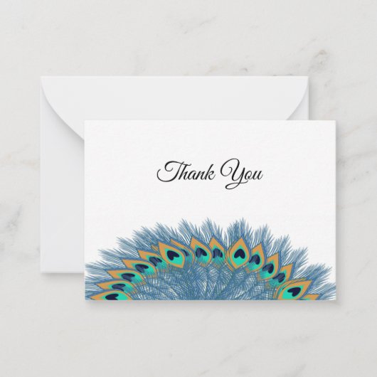 Mooie Peacock Feather Bedankt Card Notitiekaartje (Voorkant)