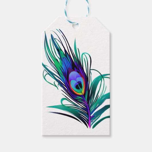 Mooie Peacock Feather Cadeaulabel (Voorkant)