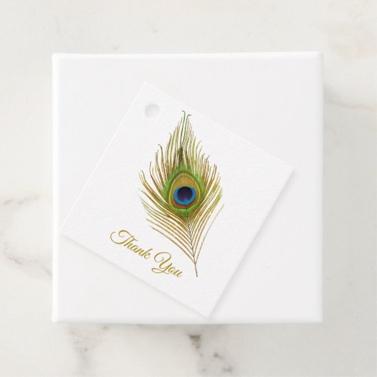 Mooie Peacock Feather Dank u Bedankjes Labels (In situ)
