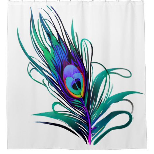Mooie Peacock Feather Douchegordijn (Voorkant)
