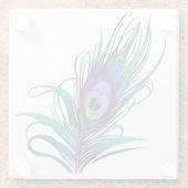 Mooie Peacock Feather Glazen Onderzetter (Achterkant)