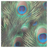 Mooie Peacock Feather Green Blue Animal Print Stof (Close Up)