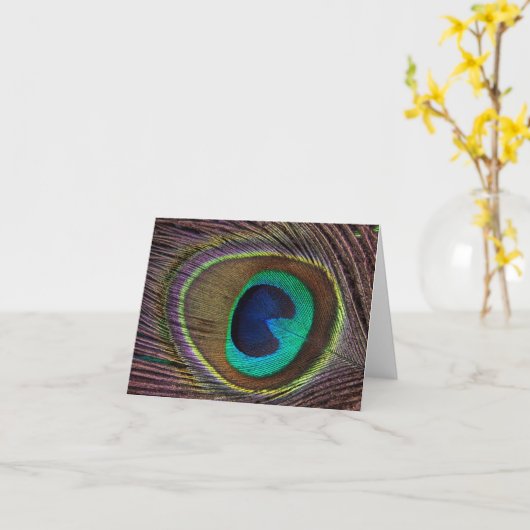 Mooie Peacock Feather Kaart (Gele Bloem)