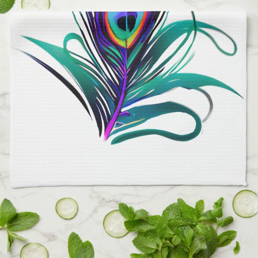 Mooie Peacock Feather Theedoek (Gevouwen)