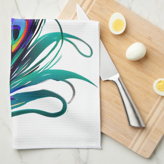 Mooie Peacock Feather Theedoek (Quarter Fold)