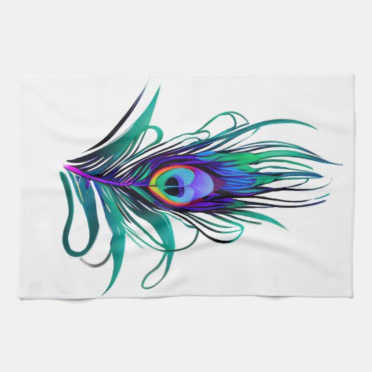 Mooie Peacock Feather Theedoek (Horizontaal)