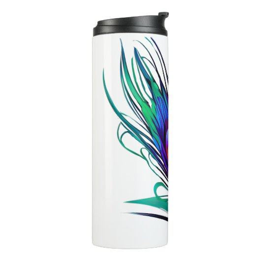 Mooie Peacock Feather Thermosbeker (Gedraaid links)