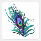 Mooie Peacock Feather Vierkante Sticker (Voorkant)