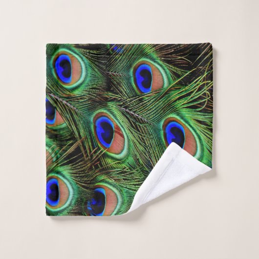 Mooie Peacock Feathers Bad Handdoek (Wasdoekje)