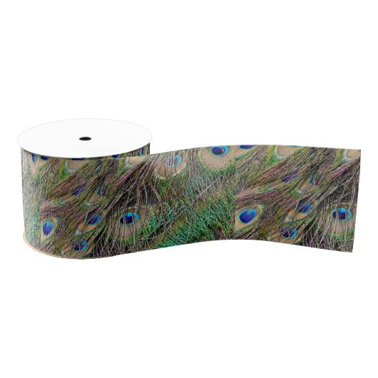 Mooie Peacock Feathers Grosgrain Lint (Spoel)