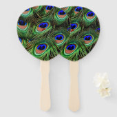 Mooie Peacock Feathers Handwaaier (Voorkant en achterkant)