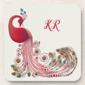 Mooie Peacock Feathers Magnificant Monogrammed Bier Onderzetter (Voorkant)