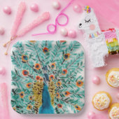 Mooie Peacock Feathers Peafowl Papieren Bordje (Feest)