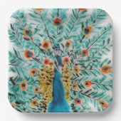 Mooie Peacock Feathers Peafowl Papieren Bordje (Voorkant)