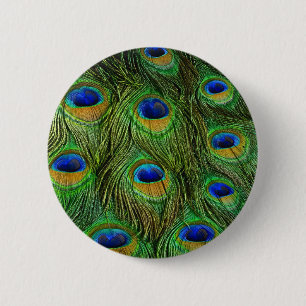 Mooie Peacock Feathers Ronde Button 5,7 Cm