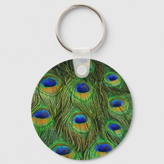 Mooie Peacock Feathers Sleutelhanger (Voorkant)
