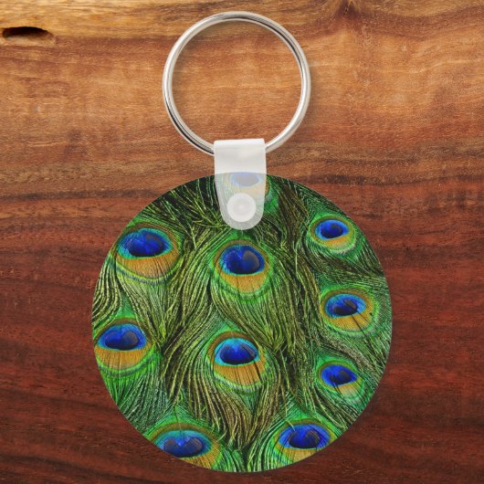 Mooie Peacock Feathers Sleutelhanger (Voorkant)