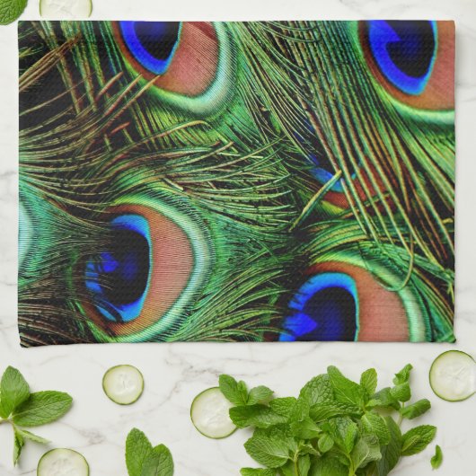 Mooie Peacock Feathers Theedoek (Gevouwen)