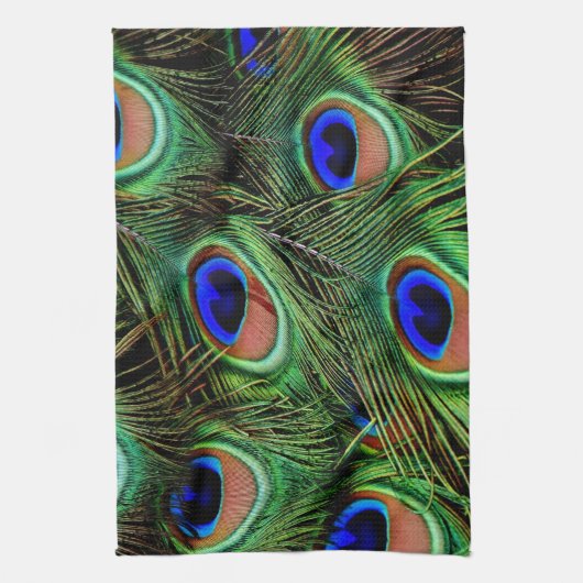 Mooie Peacock Feathers Theedoek (Verticaal)