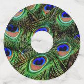 Mooie Peacock Feathers Wijnglaslabel (Voorkant)