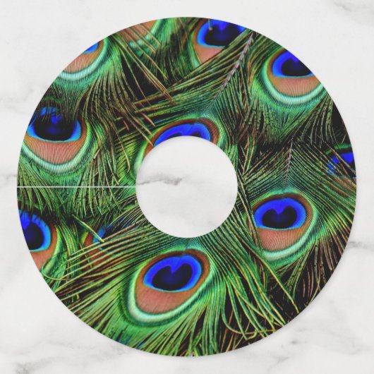 Mooie Peacock Feathers Wijnglaslabel (Voorkant)