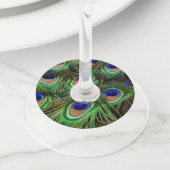 Mooie Peacock Feathers Wijnglaslabel (Dichtbij)