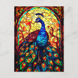 Mooie Peacock Glas in lood Wildlife Art Briefkaart