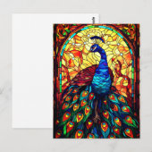 Mooie Peacock Glas in lood Wildlife Art Briefkaart (Voorkant / Achterkant)