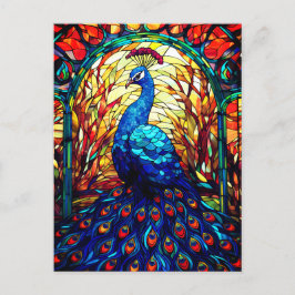 Mooie Peacock Glas in lood Wildlife Art Briefkaart