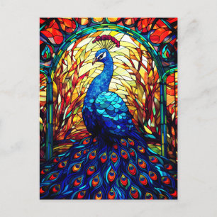 Mooie Peacock Glas in lood Wildlife Art Briefkaart