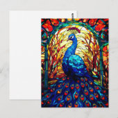 Mooie Peacock Glas in lood Wildlife Art Briefkaart (Voorkant / Achterkant)