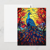 Mooie Peacock Glas in lood Wildlife Art Briefkaart (Voorkant / Achterkant)