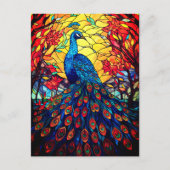 Mooie Peacock Glas in lood Wildlife Art Briefkaart (Voorkant)