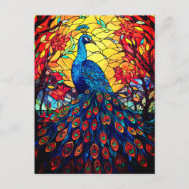 Mooie Peacock Glas in lood Wildlife Art Briefkaart