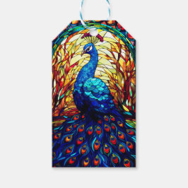 Mooie Peacock Glas in lood Wildlife Art Cadeaulabel
