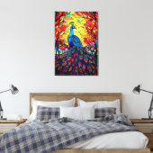 Mooie Peacock Glas in lood Wildlife Art Canvas Afdruk (Insitu (Slaapkamer))