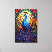 Mooie Peacock Glas in lood Wildlife Art Canvas Afdruk (Voorkant)