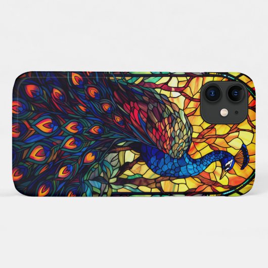 Mooie Peacock Glas in lood Wildlife Art Case-Mate iPhone Case (Achterkant (horizontaal))